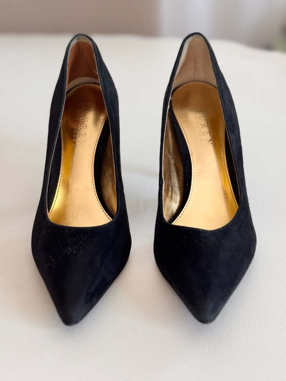 Lauren Ralph Lauren Black Suede Pointed Toe Pumps Size 6.5